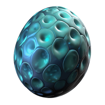 inspired industrial Alien egg, bioluminescent, textured surface, organic patterns, strange shape NO BACKGROUND with Transparent Background. gallery standard png