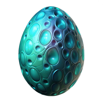 peaceful dazzling Alien egg, bioluminescent, textured surface, organic patterns, strange shape NO BACKGROUND with Transparent Background. authentic png