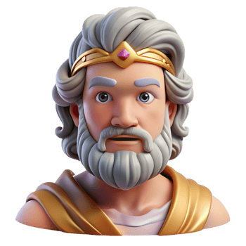 striking surreal Zeus, king of the gods, realistic portrait, NO BACKGROUND with Transparent Background. artisan png