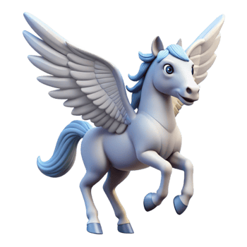 romantic magnificent Pegasus, winged horse, mythical creature, NO BACKGROUND with Transparent Background. high resolution png
