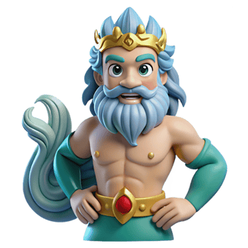 ethereal impressive Triton, mythical sea god, son of Poseidon, NO BACKGROUND with Transparent Background. gallery standard png