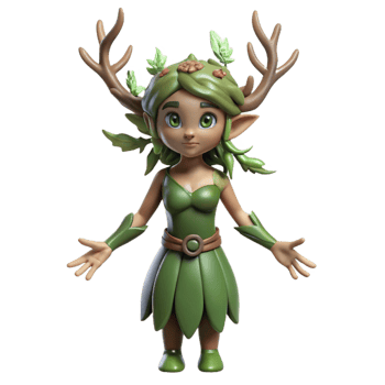 timeless traditional Dryad, tree nymph, mythical creature, NO BACKGROUND with Transparent Background. high resolution png