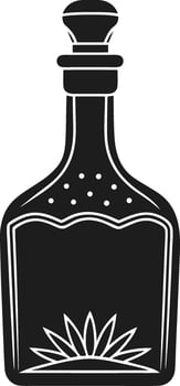 Tequila Bottle Silhouette - Black Agave Liquor Icon vector