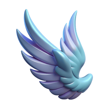 wonderful tranquil geometric Pegasus wing, flight symbol, mythical item, NO BACKGROUND with Transparent Background. original png