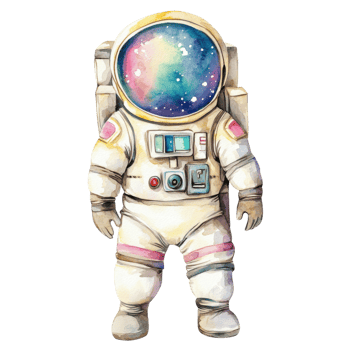 Watercolor astronaut standing on transparent background. png