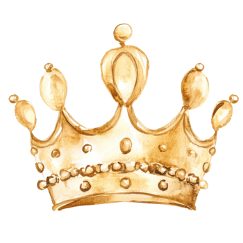 A golden watercolor crown on transparent background. png