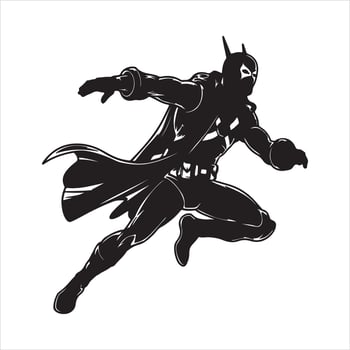 Black Silhouette of a strong superhero standing with legs apart vector