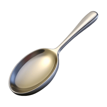 exemplary industrial A single, silver spoon, polished, NO BACKGROUND with Transparent Background. flawless png