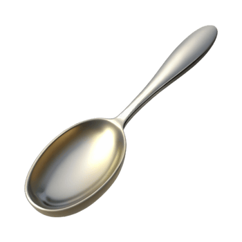 extraordinary traditional A single, silver spoon, polished, NO BACKGROUND with Transparent Background. museum quality png