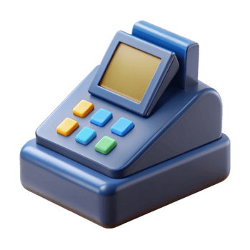 distinguished futuristic A POS terminal, retail technology. NO BACKGROUND with Transparent Background. genuine png