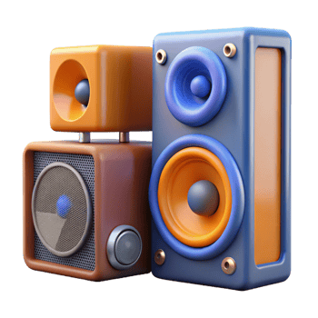 pristine futuristic A speaker, audio equipment. NO BACKGROUND with Transparent Background. studio quality png