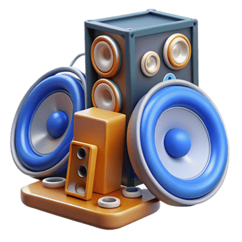 glorious peaceful artistic A speaker, audio equipment. NO BACKGROUND with Transparent Background. exclusive png