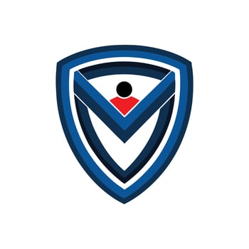 Shield icon with a security symbol and protection badge, designed as a map marker for internet and business services vector