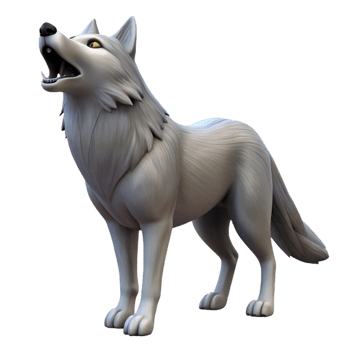 notable bohemian A howling gray wolf, NO BACKGROUND with Transparent Background. precision png
