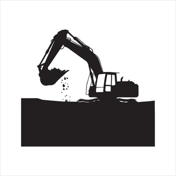Excavator black silhouette vector