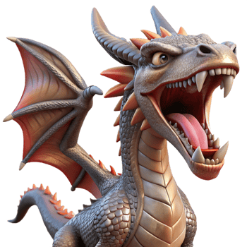 serene dramatic abstract A fierce dragon, scales shimmering, mouth open in a roar. NO BACKGROUND with Transparent Background. handcrafted png
