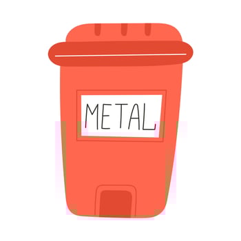 Flat Style Illustration of a Red Metal Recycling Container on a White Background vector