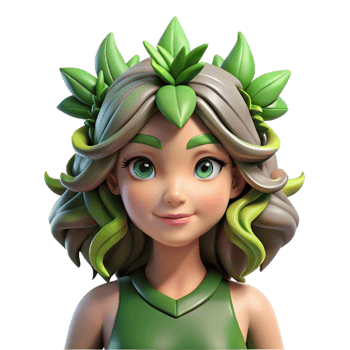 nostalgic magnificent A graceful dryad with leafy hair, NO BACKGROUND with Transparent Background. high quality png