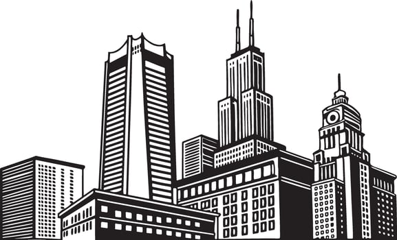 Modern City Skyline Silhouette vector
