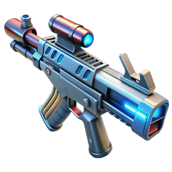 exemplary retro Laser rifle, sci-fi weapon, advanced technology. NO BACKGROUND with Transparent Background. artisan png