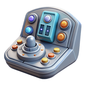 iconic urban Spaceship control panel, buttons and dials, futuristic interface. NO BACKGROUND with Transparent Background. artisan png