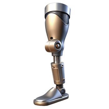 intense elegant Bionic leg, metallic structure, prosthetic limb. NO BACKGROUND with Transparent Background. flawless png