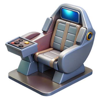 enchanting exemplary Spaceship cockpit, pilot seat, control panel. NO BACKGROUND with Transparent Background. png