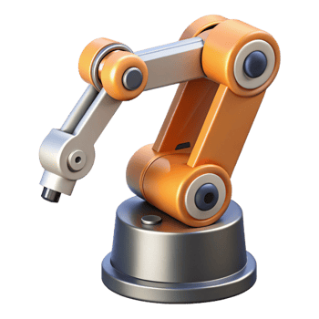 stunning iconic Robot arm, industrial design, mechanical manipulator. NO BACKGROUND with Transparent Background. png