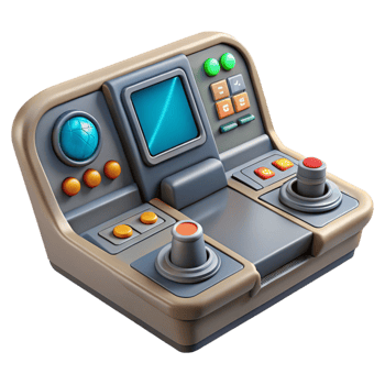 unforgettable organic Spaceship cockpit control panel, complex buttons, digital displays. NO BACKGROUND with Transparent Background. studio quality png