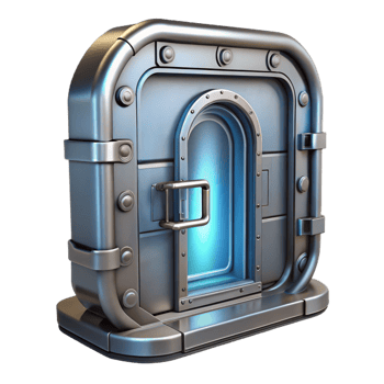 hypnotic whimsical rustic Spaceship door, metallic, futuristic design, airtight seal, secure. NO BACKGROUND with Transparent Background. 4K png