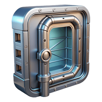 splendid rustic Spaceship door, metallic, futuristic design, airtight seal, secure. NO BACKGROUND with Transparent Background. impeccable png