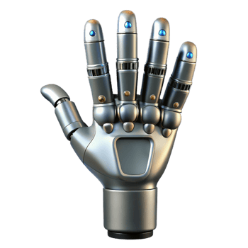 impressive energetic organic Cyborg hand, metallic fingers, human skin, advanced technology. NO BACKGROUND with Transparent Background. ultra HD png