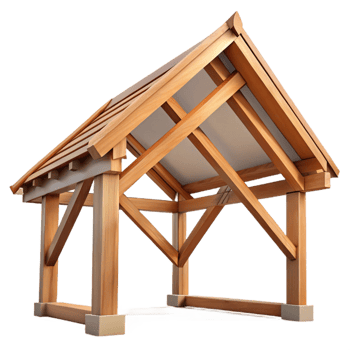 magnificent nostalgic elegant Wooden roof truss NO BACKGROUND with Transparent Background. 4K png