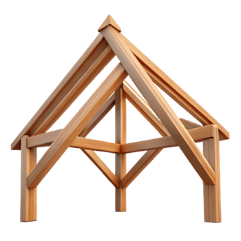 playful dazzling Wooden roof truss NO BACKGROUND with Transparent Background. museum quality png