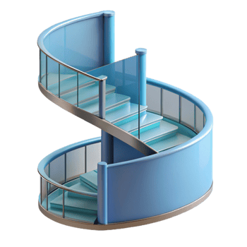 unforgettable abstract Spiral staircase section NO BACKGROUND with Transparent Background. detailed png