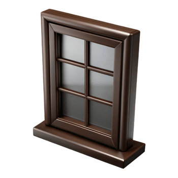 sumptuous exemplary Window frame made of dark wood NO BACKGROUND with Transparent Background. png