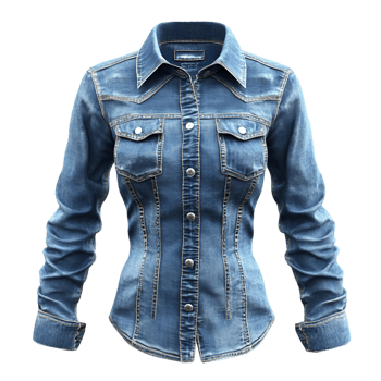 A woman's denim shirt with buttons on the front png