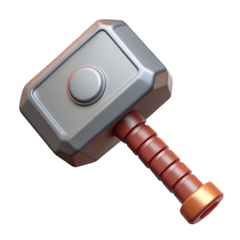 striking acclaimed Thor's Hammer, Mjolnir, Norse mythology, NO BACKGROUND with Transparent Background. png