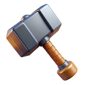 picturesque acclaimed Thor's Hammer, Mjolnir, Norse mythology, NO BACKGROUND with Transparent Background. png