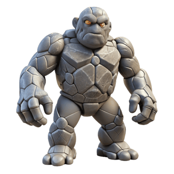 passionate fascinating A powerful golem made of stone. NO BACKGROUND with Transparent Background. sharp png