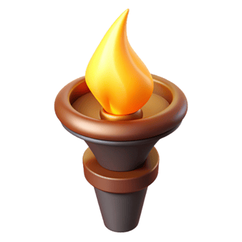 peaceful splendid A single, burning torch casting a warm glow. NO BACKGROUND with Transparent Background. expertly shot png