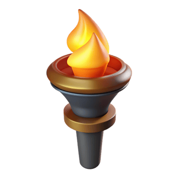 bold breathtaking A single, burning torch casting a warm glow. NO BACKGROUND with Transparent Background. handcrafted png