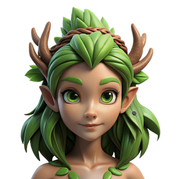 intense striking A beautiful dryad with bark-like skin and leafy hair. NO BACKGROUND with Transparent Background. authentic png