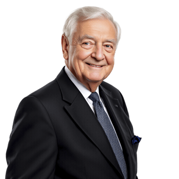 An older man in a suit and tie smiling png