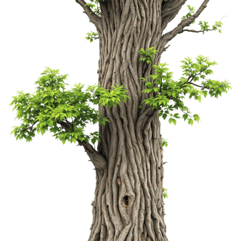 A tree with green leaves and a trunk png
