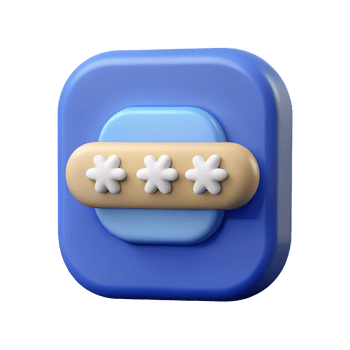 3D Render of a Password Protected App Icon with Blue and Beige Color Scheme png