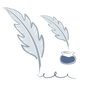 Ink and feather logo. vector