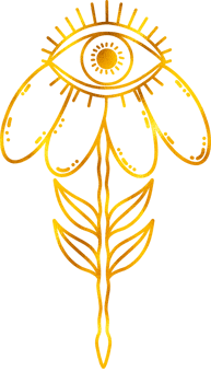 Flower with all seeing eye with golden foil effect. png