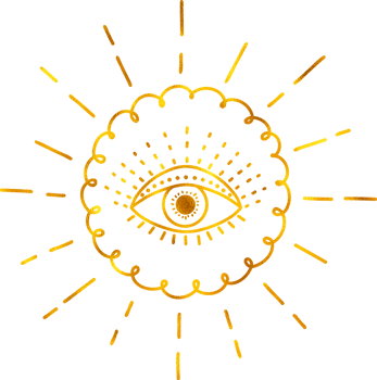 Sun with all seing eye with golden foil effect. png