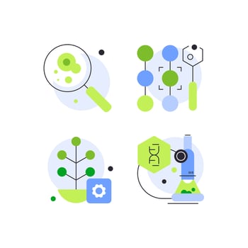 Biotech and bioengineering. Set of doodles vector